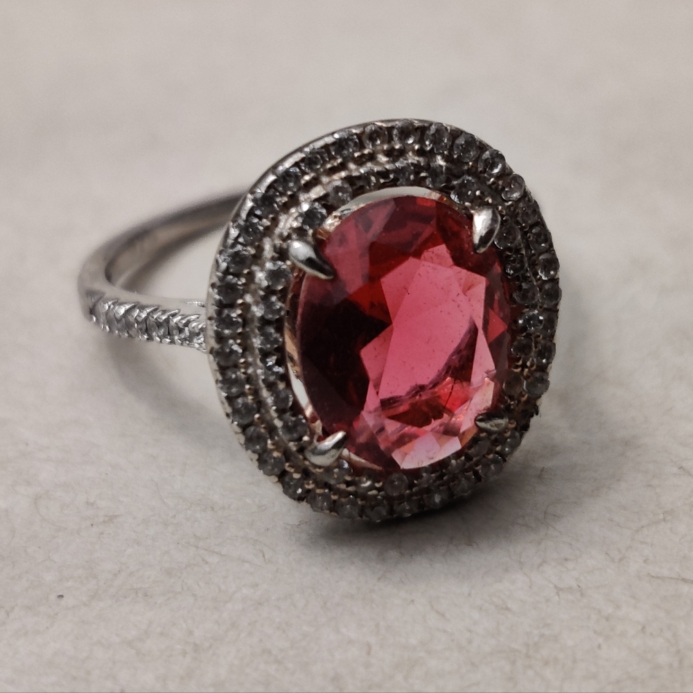 Stunning Ruby and CZ Sterling Silver Ring